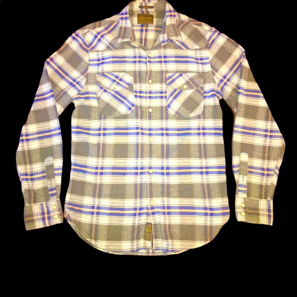 (S) Lucky Brand Blue/Yellow Plaid Western